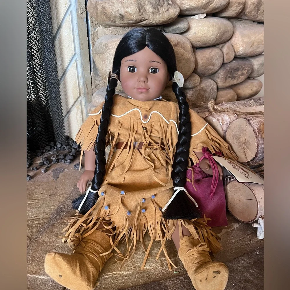 American Girl Kaya Doll with Braided Black Hair and Tan Fringe Outfit
